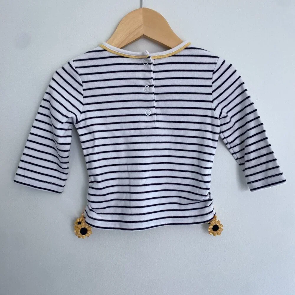 Vintage Gymboree Striped Shirt stripes with Sunflower Ties - 6-12M